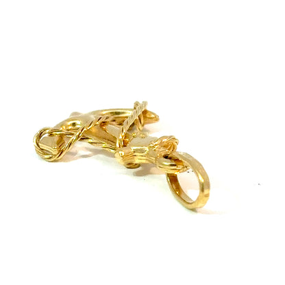 18K Yellow Gold Anchor Charm Pendant with Rope Detail — image 3 of 5