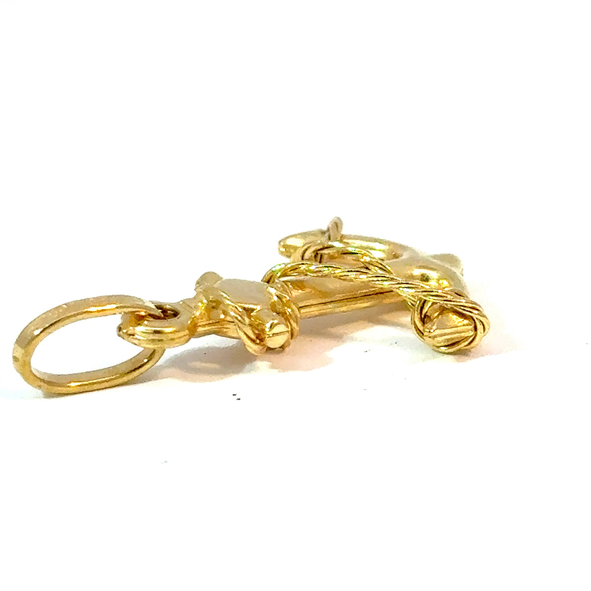 18K Yellow Gold Anchor Charm Pendant with Rope Detail — image 4 of 5