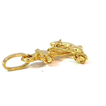 18K Yellow Gold Anchor Charm Pendant with Rope Detail — image 4 of 5