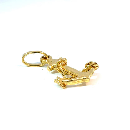 18K Yellow Gold Anchor Charm Pendant with Rope Detail — image 5 of 5