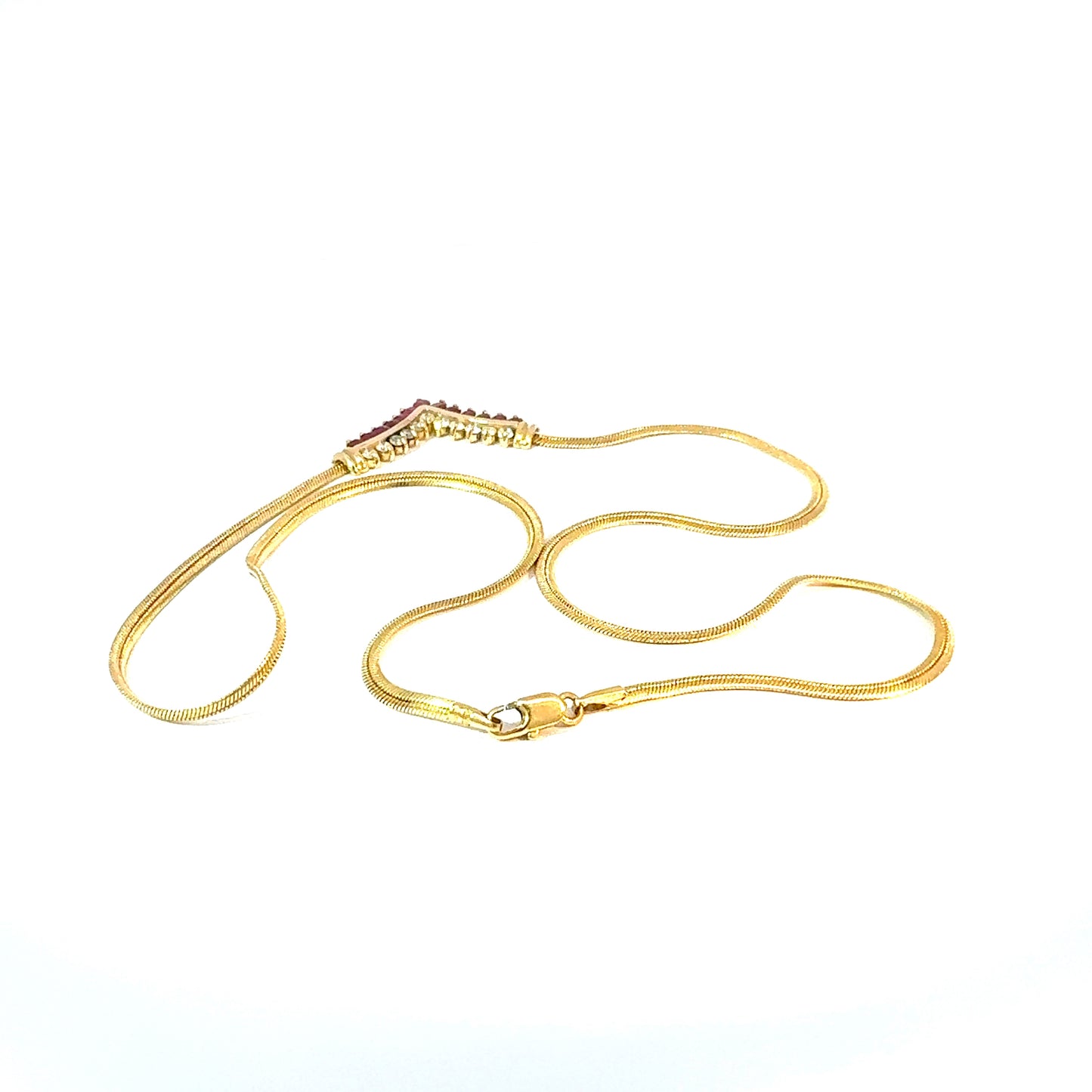 18K Yellow Gold Ruby and Diamond V-Motif Necklace — image 3 of 4