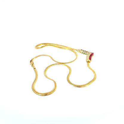 18K Yellow Gold Ruby and Diamond V-Motif Necklace — image 4 of 4