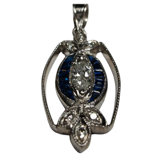 Exquisite 14k Gold Blue Gemstone Pendant