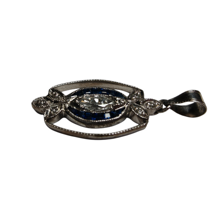 Exquisite 14k Gold Blue Gemstone Pendant