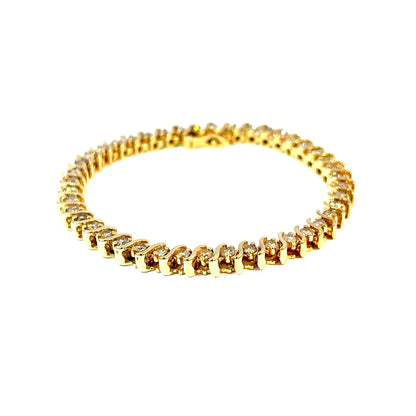 14K Yellow Gold Diamond Tennis Bracelet, 3.50 Carats Total, 7 Inches — image 1 of 4