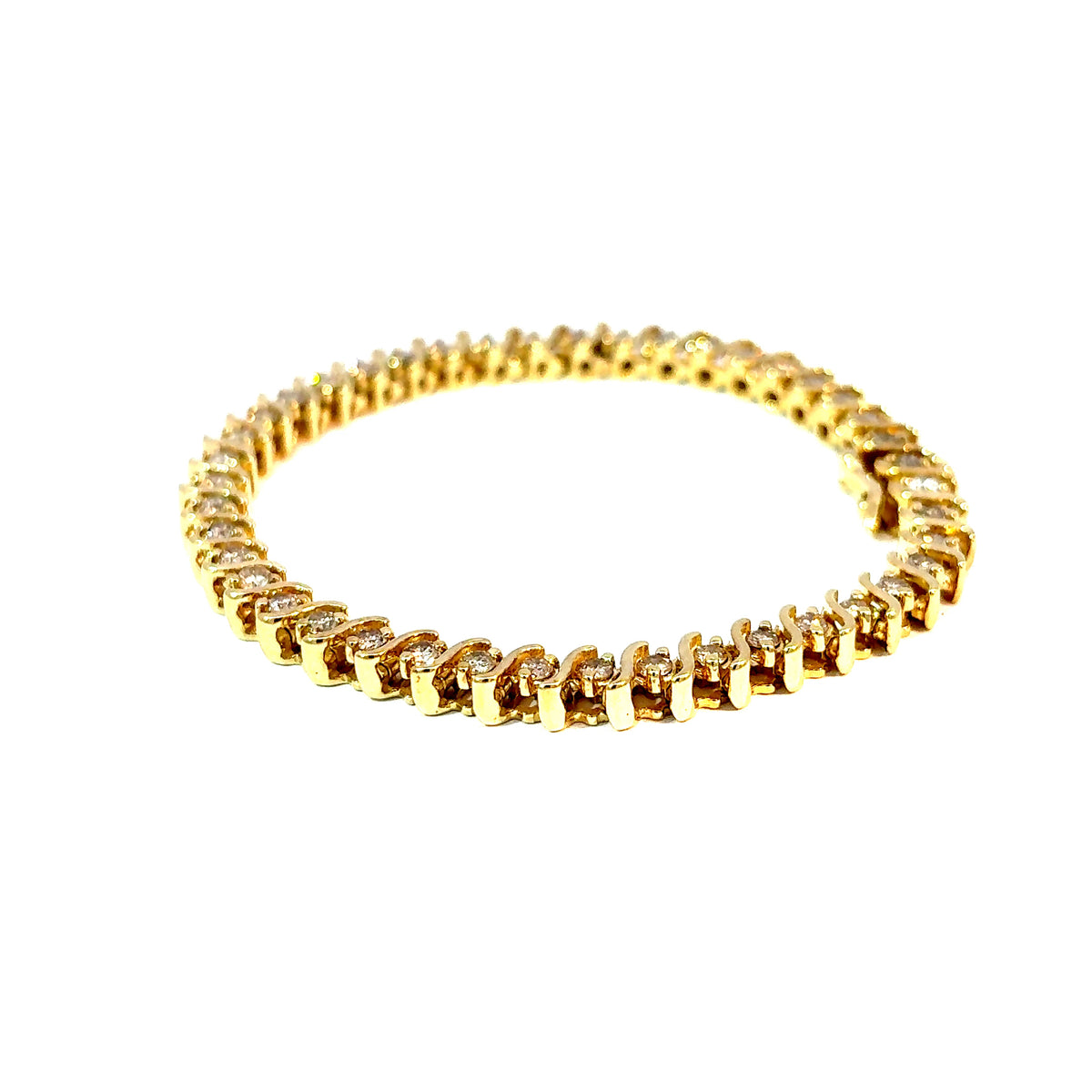 14K Yellow Gold Diamond Tennis Bracelet, 3.50 Carats Total, 7 Inches — image 2 of 4