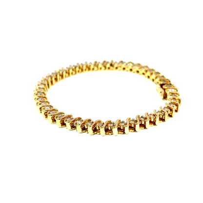 14K Yellow Gold Diamond Tennis Bracelet, 3.50 Carats Total, 7 Inches — image 2 of 4