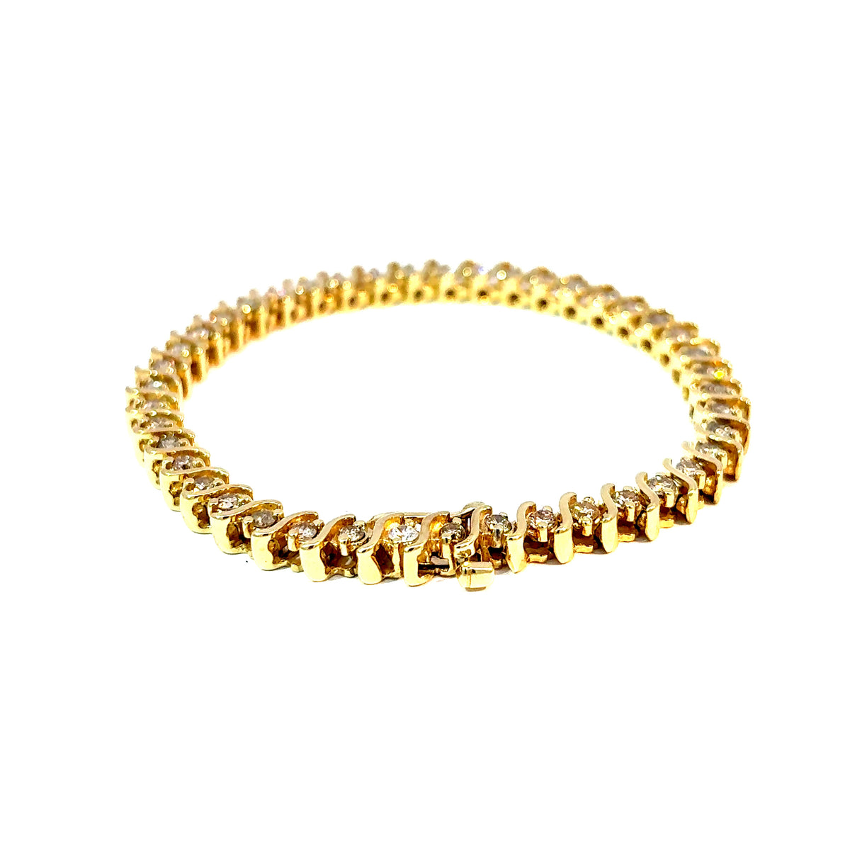 14K Yellow Gold Diamond Tennis Bracelet, 3.50 Carats Total, 7 Inches — image 3 of 4
