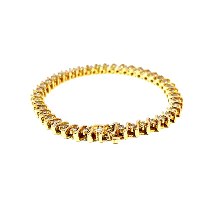 14K Yellow Gold Diamond Tennis Bracelet, 3.50 Carats Total, 7 Inches — image 3 of 4
