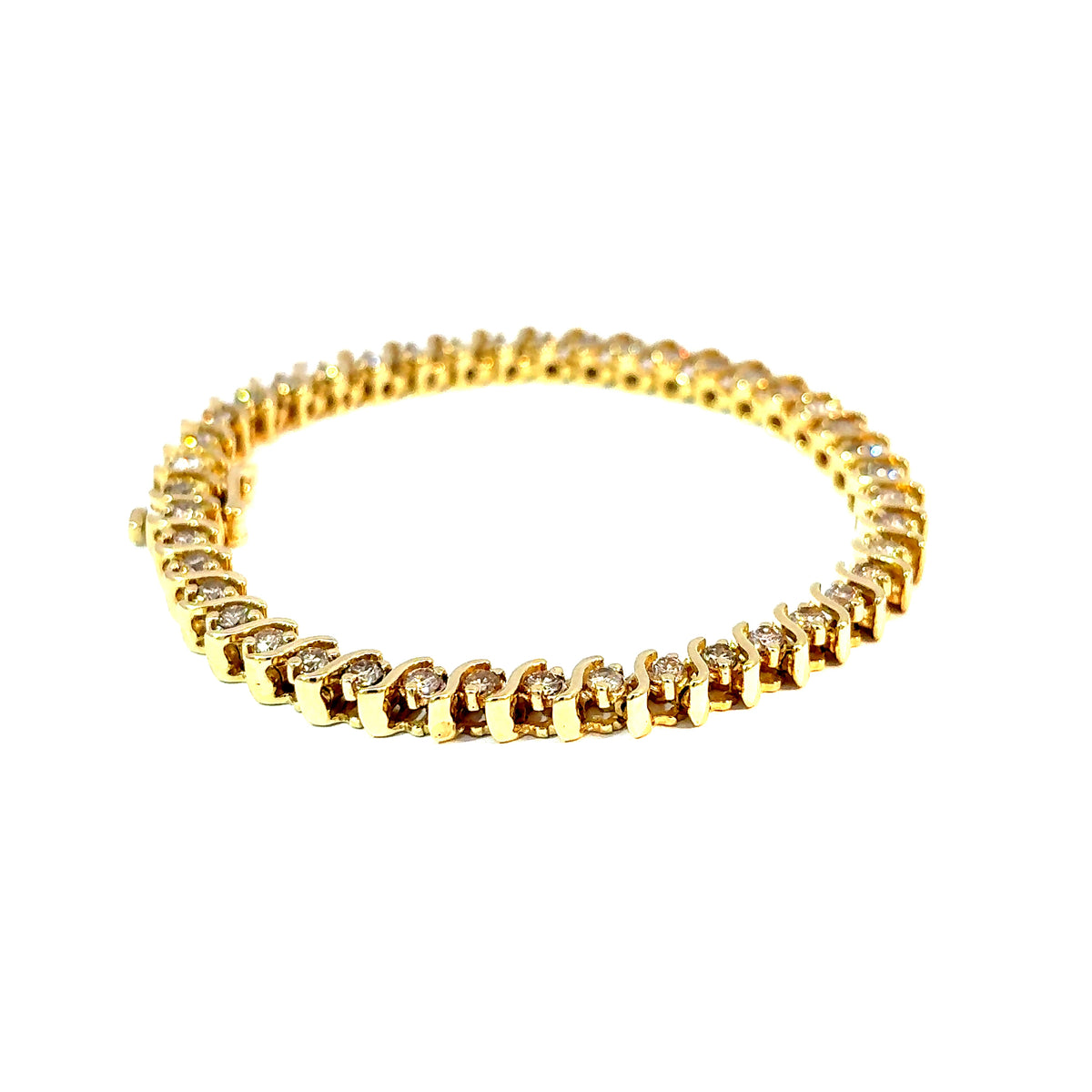 14K Yellow Gold Diamond Tennis Bracelet, 3.50 Carats Total, 7 Inches — image 4 of 4