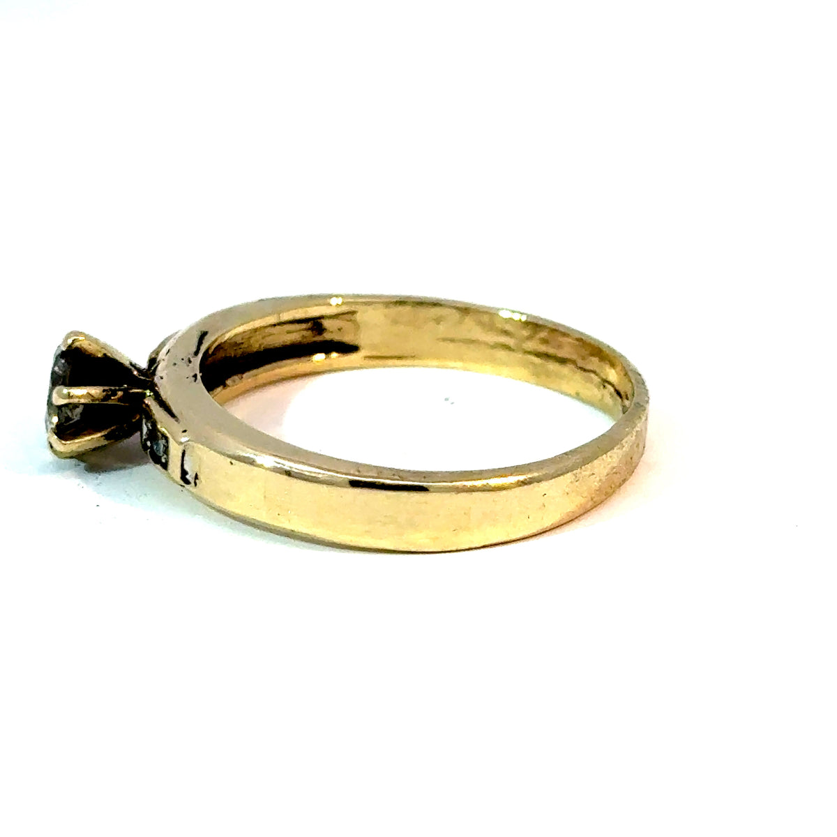 14K Yellow Gold Round Diamond Three-Stone Ring, 0.45 Ct. Center, Size 8.5 — image 2 of 4