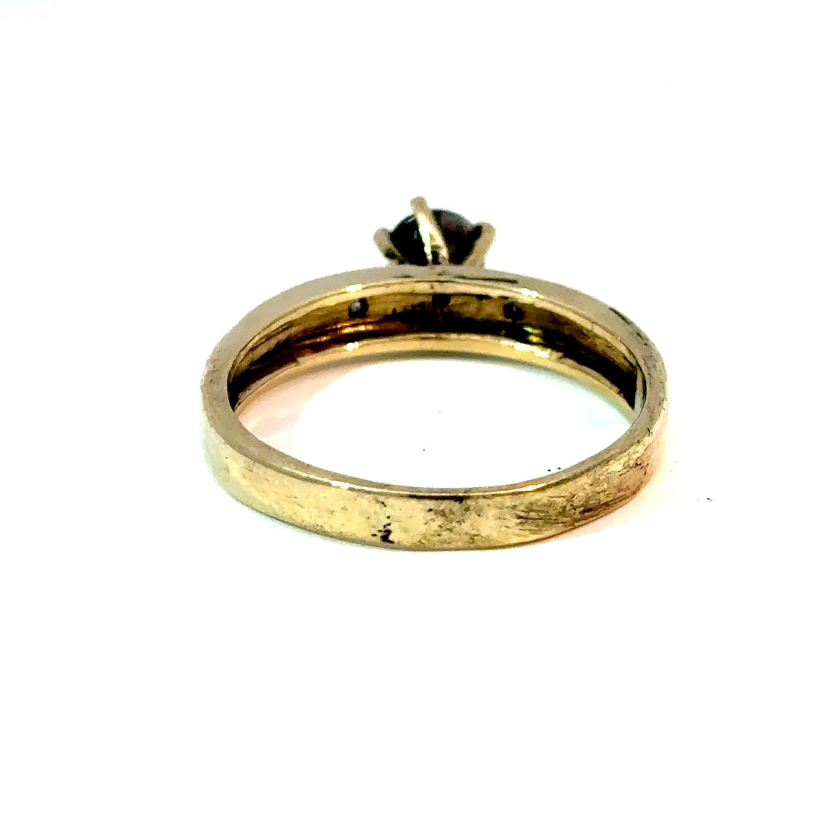 14K Yellow Gold Round Diamond Three-Stone Ring, 0.45 Ct. Center, Size 8.5 — image 3 of 4