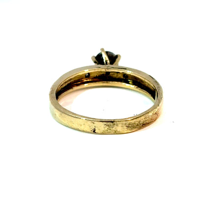 14K Yellow Gold Round Diamond Three-Stone Ring, 0.45 Ct. Center, Size 8.5 — image 3 of 4