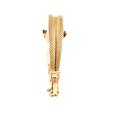 Vintage 14K Yellow Gold Diamond and Blue Sapphire Floral Hidden Watch Bracelet