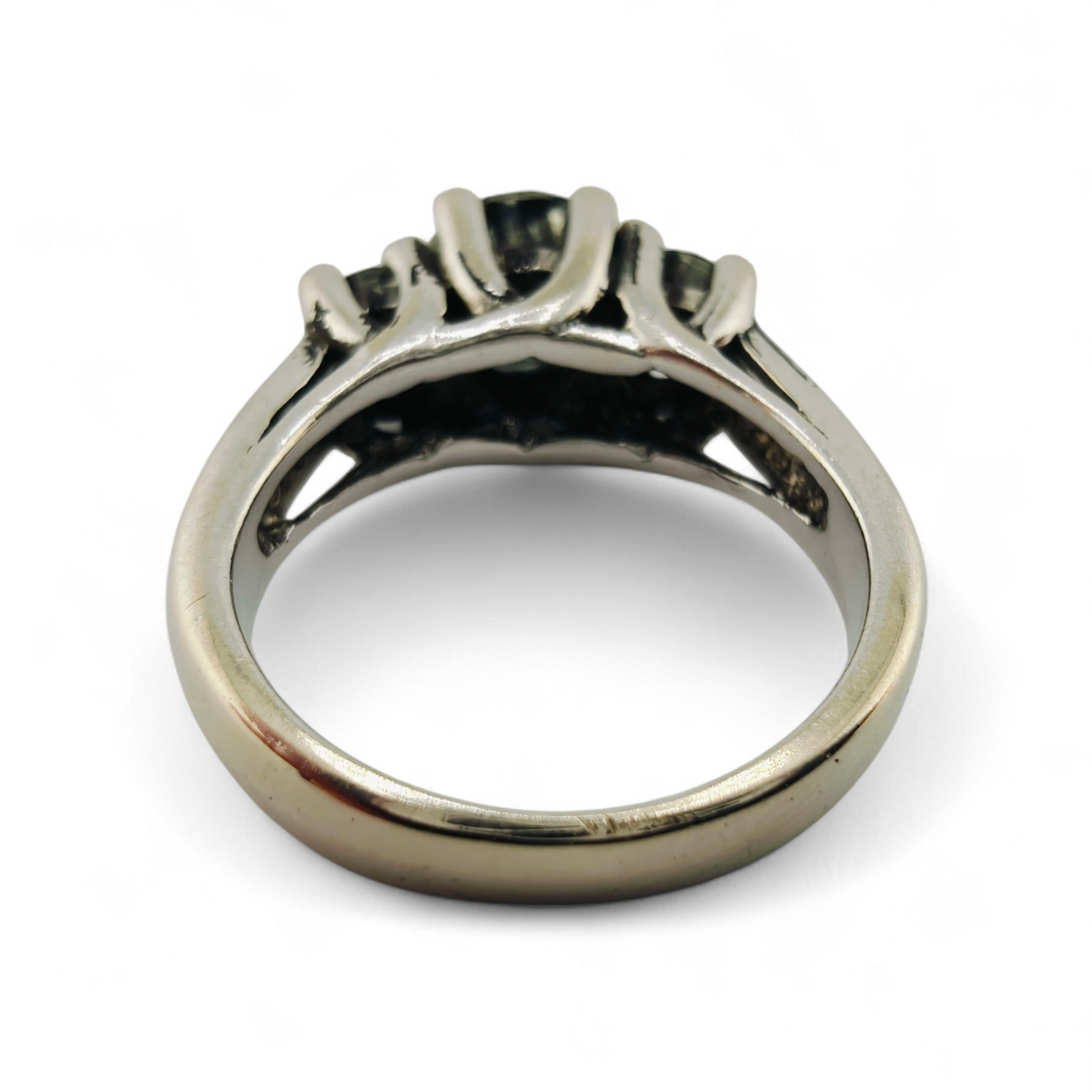 14k White Gold Three-Stone Diamond Ring
