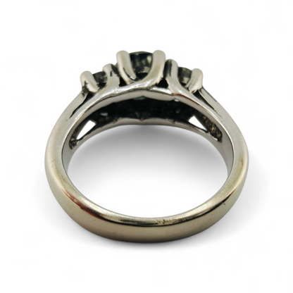 14k White Gold Three-Stone Diamond Ring