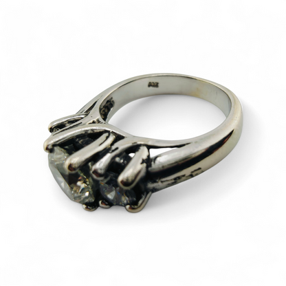 14k White Gold Three-Stone Diamond Ring