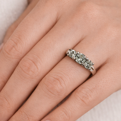 14k White Gold Three-Stone Diamond Ring