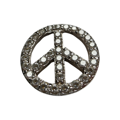 Vintage Silver Peace Sign Pendant with Zirconia