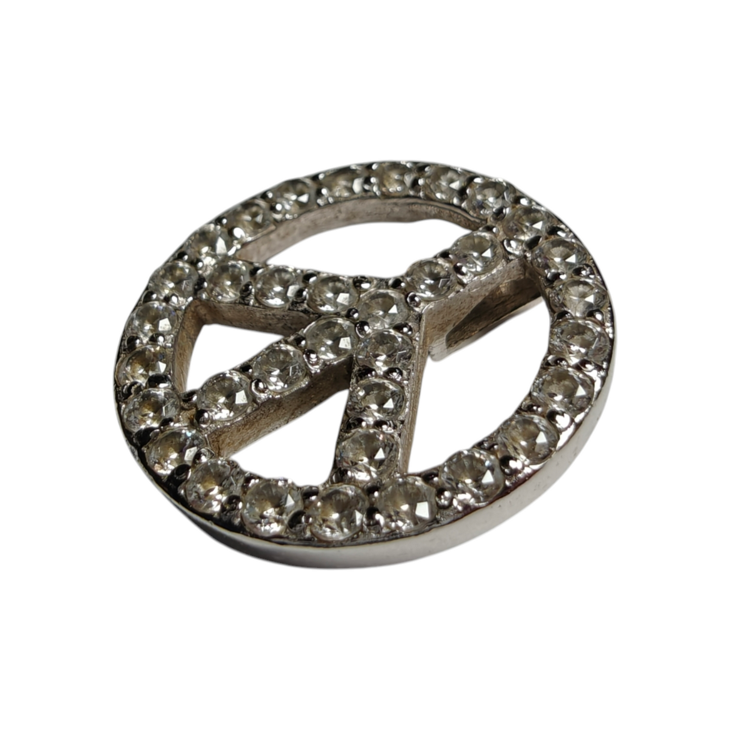 Vintage Silver Peace Sign Pendant with Zirconia
