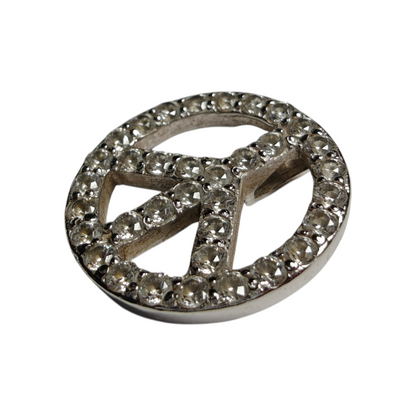 Vintage Silver Peace Sign Pendant with Zirconia
