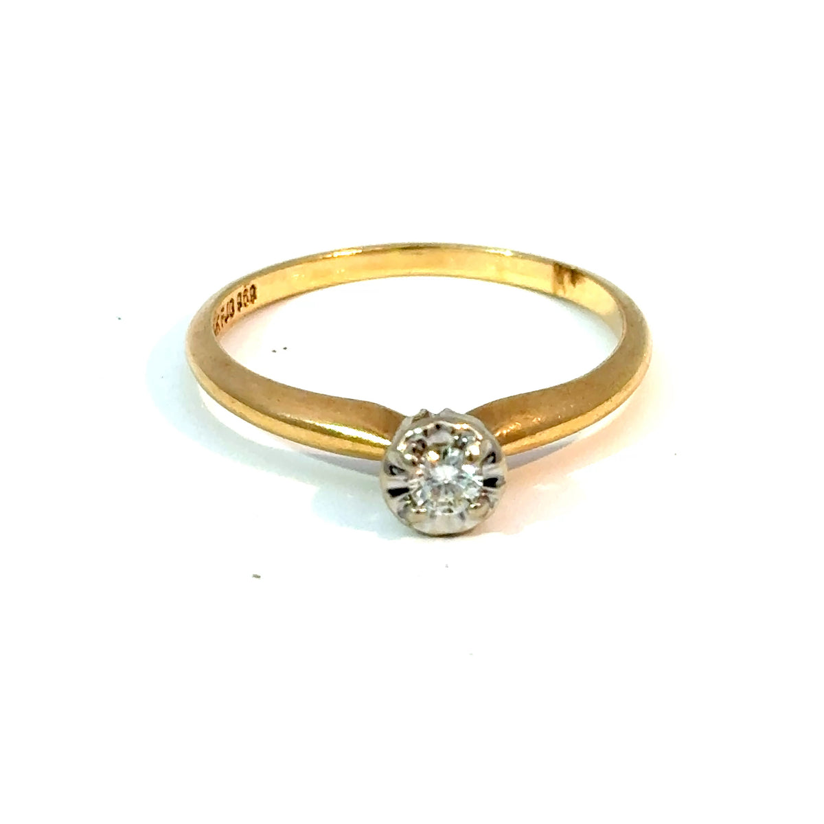 14K Yellow Gold Round Diamond Solitaire Ring Size 5.25 — image 1 of 4
