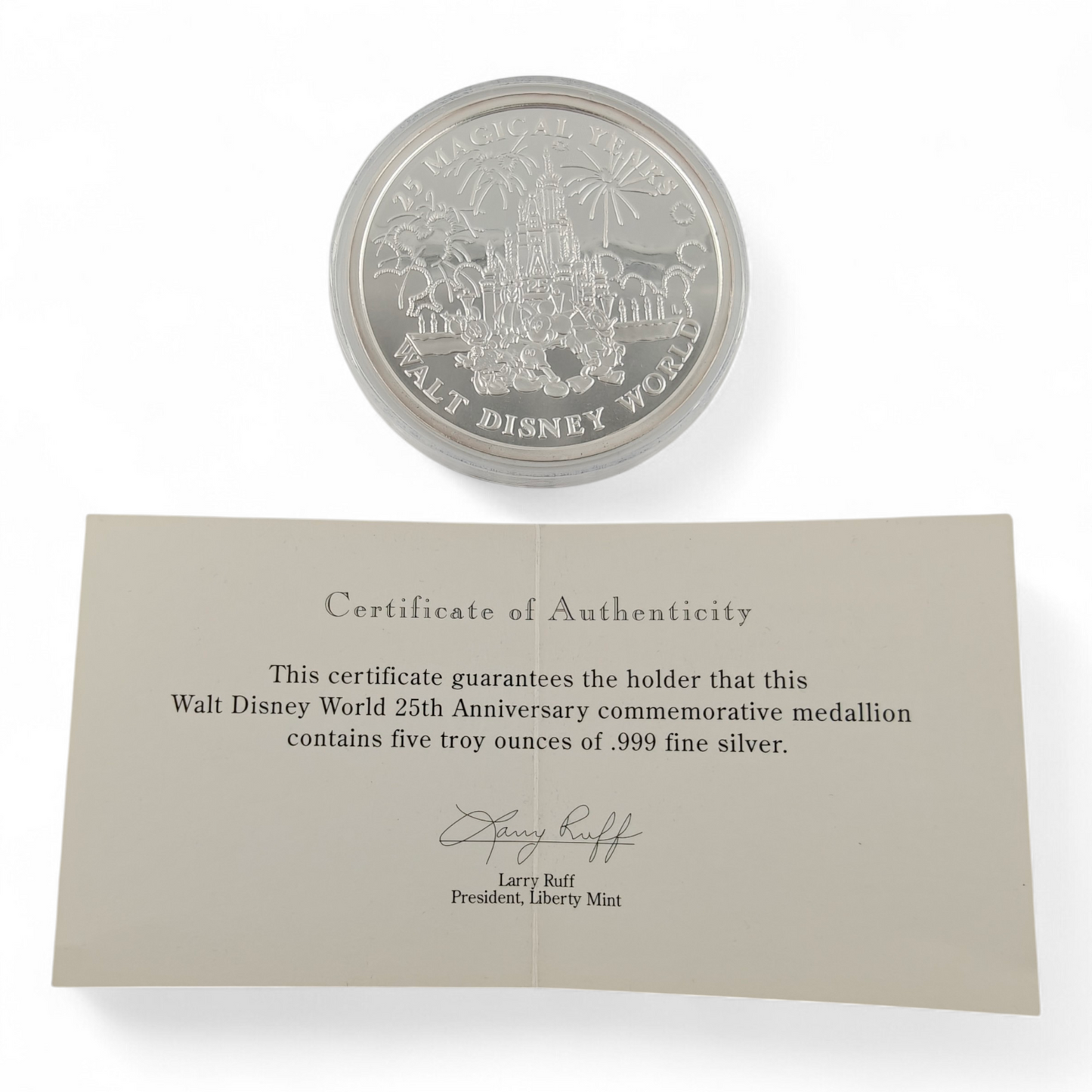 Disney 25th Anniversary Silver Coin 1971 -1996
