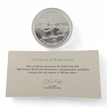 Disney 25th Anniversary Silver Coin 1971 -1996