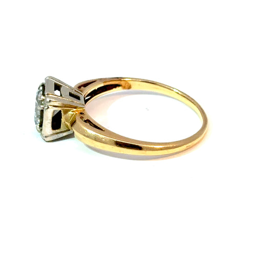 14K Yellow Gold Round Diamond Solitaire Ring with White Metal Head — image 2 of 4