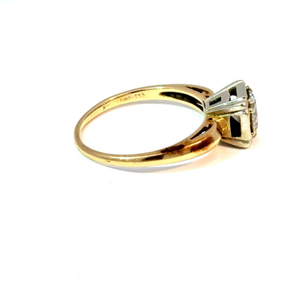 14K Yellow Gold Round Diamond Solitaire Ring with White Metal Head — image 4 of 4
