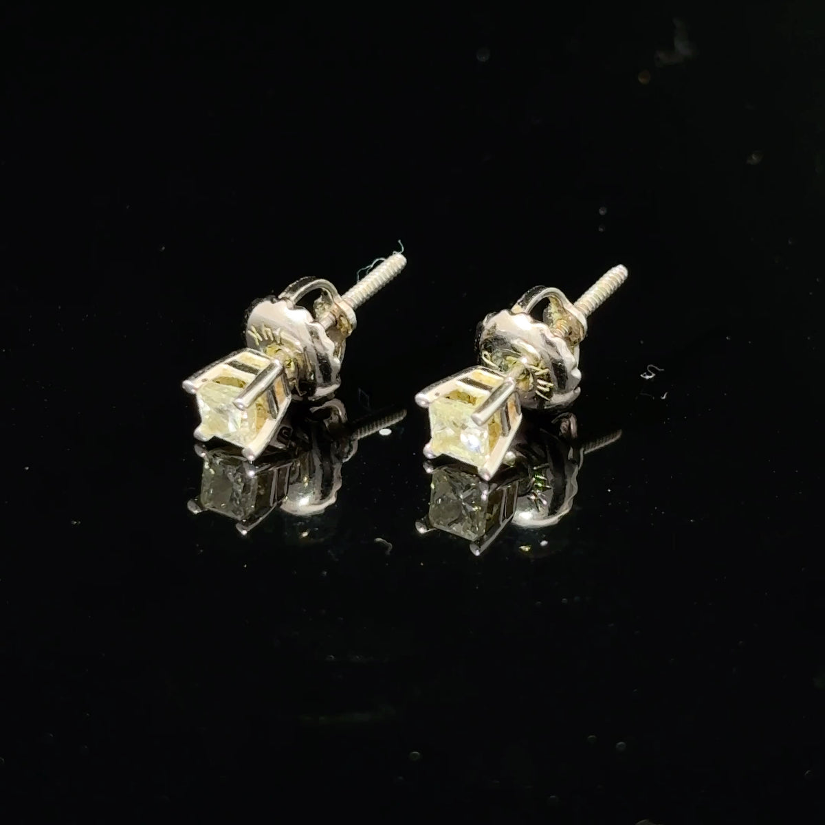 14K White Gold Princess-Cut Diamond Stud Earrings, Approx. 0.25 CTW — image 1 of 4