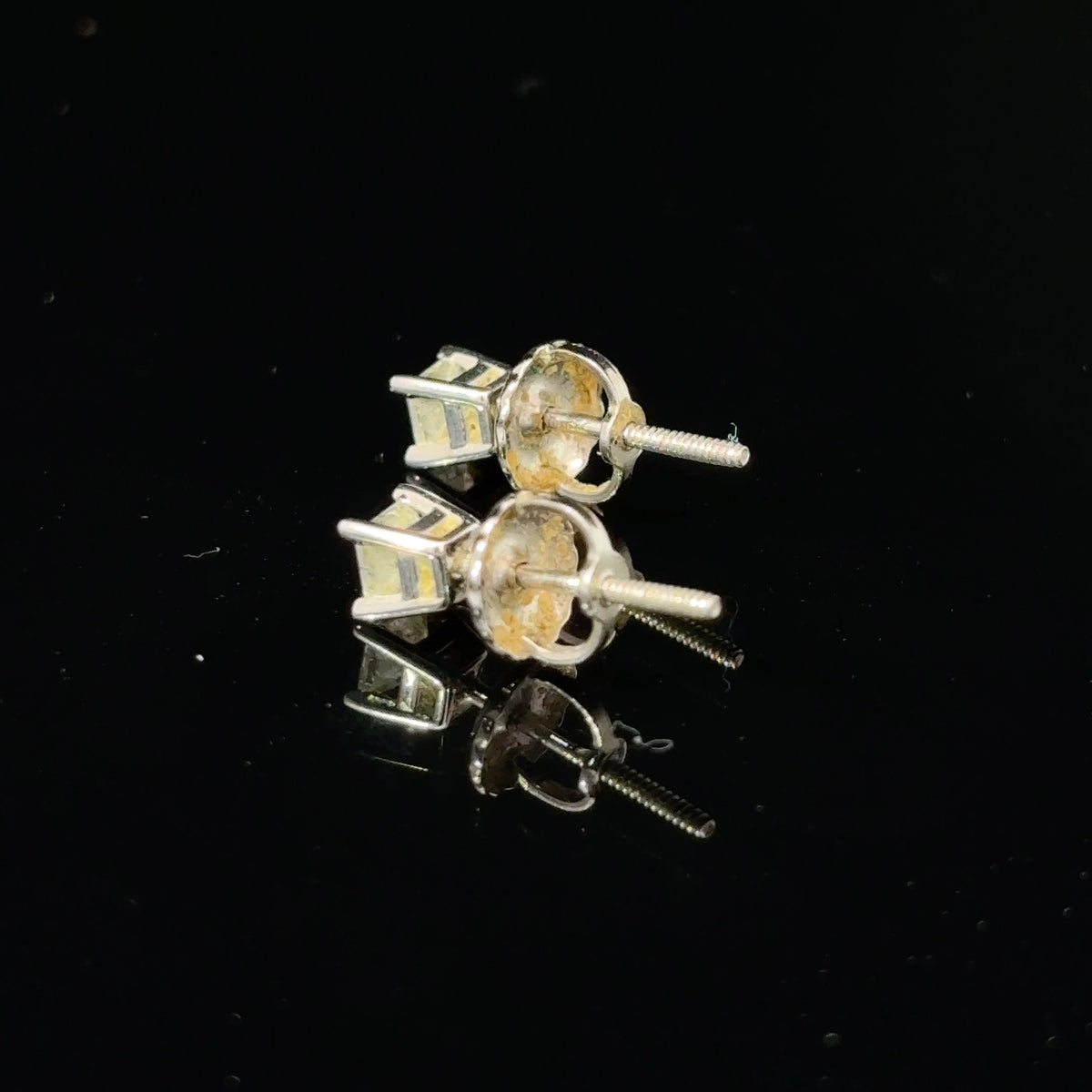 14K White Gold Princess-Cut Diamond Stud Earrings, Approx. 0.25 CTW — image 2 of 4