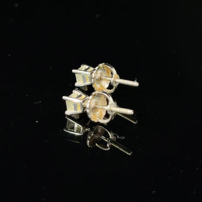 14K White Gold Princess-Cut Diamond Stud Earrings, Approx. 0.25 CTW — image 2 of 4