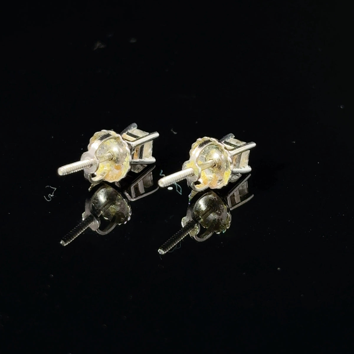 14K White Gold Princess-Cut Diamond Stud Earrings, Approx. 0.25 CTW — image 3 of 4
