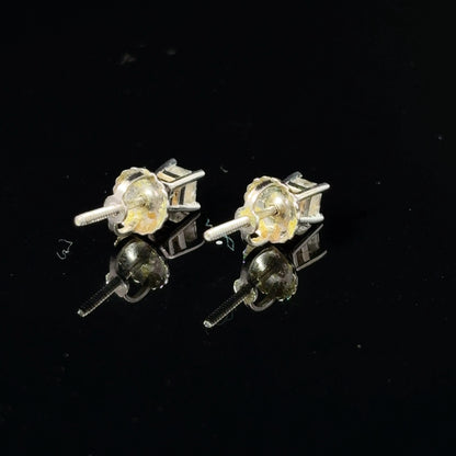 14K White Gold Princess-Cut Diamond Stud Earrings, Approx. 0.25 CTW — image 3 of 4