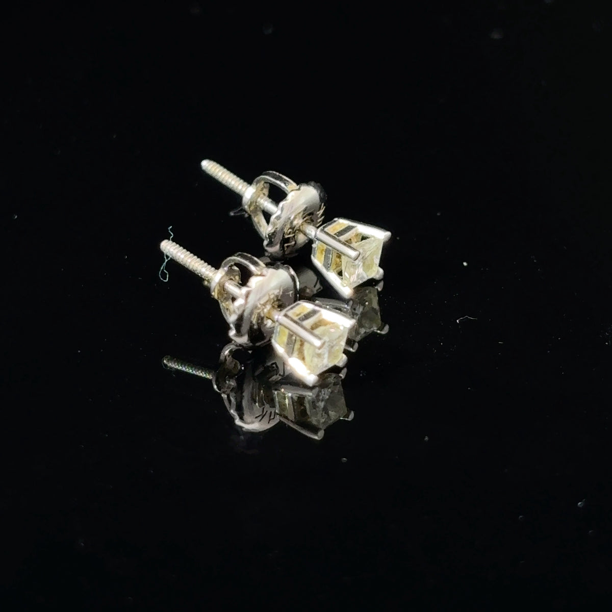 14K White Gold Princess-Cut Diamond Stud Earrings, Approx. 0.25 CTW — image 4 of 4