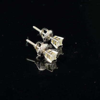14K White Gold Princess-Cut Diamond Stud Earrings, Approx. 0.25 CTW — image 4 of 4