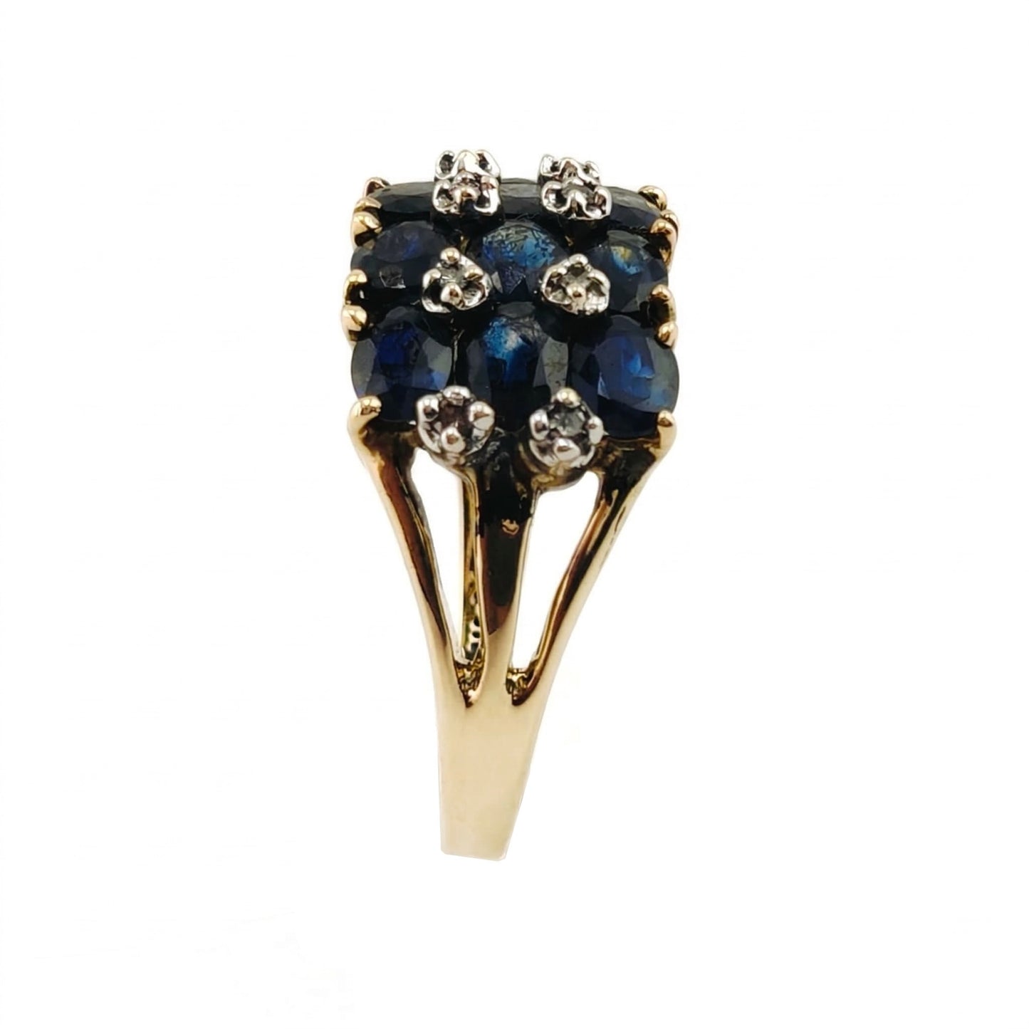 Vintage 10k Yellow Gold Sapphire Diamond Ring
