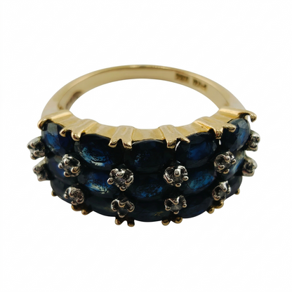 Vintage 10k Yellow Gold Sapphire Diamond Ring