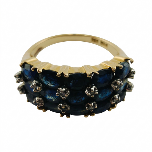 Vintage 10k Yellow Gold Sapphire Diamond Ring