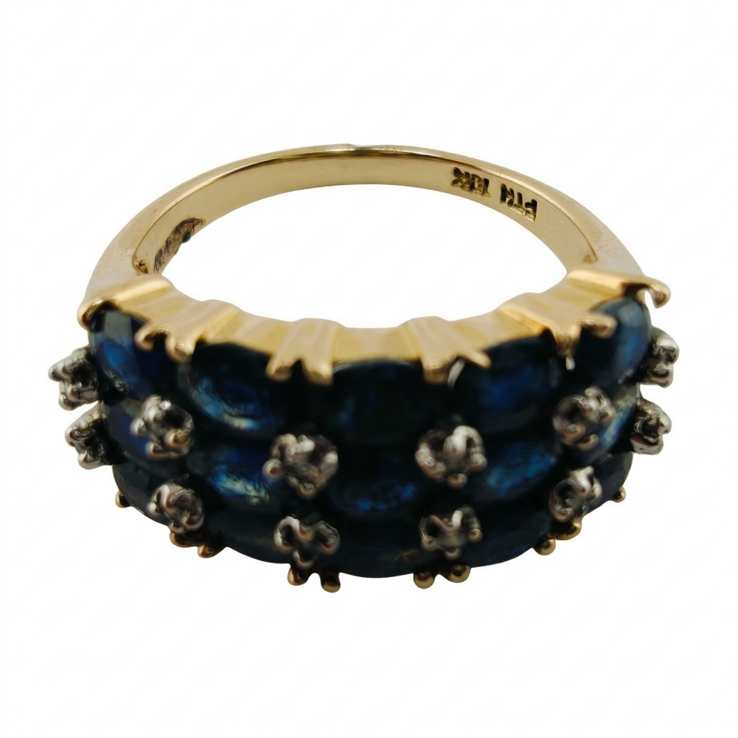 Vintage 10k Yellow Gold Sapphire Diamond Ring