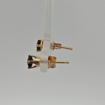 14K Yellow Gold Blue Diamond Stud Earrings, 0.50 Carat Total Weight — image 2 of 4