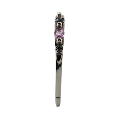 10k White Gold Ring with Diamonds and Sapphires
