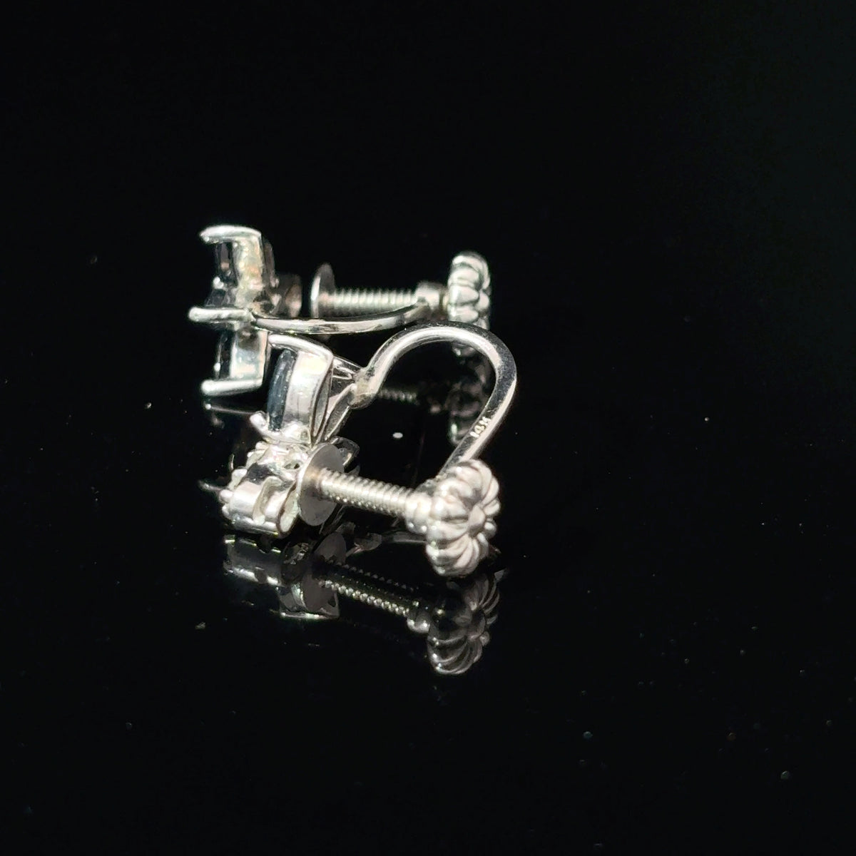 14K White Gold Sapphire and Diamond Screw-Back Non-Pierced Earrings — image 2 of 4