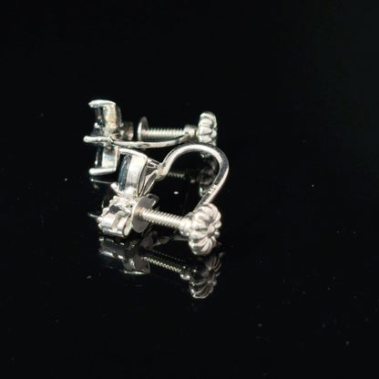 14K White Gold Sapphire and Diamond Screw-Back Non-Pierced Earrings — image 2 of 4