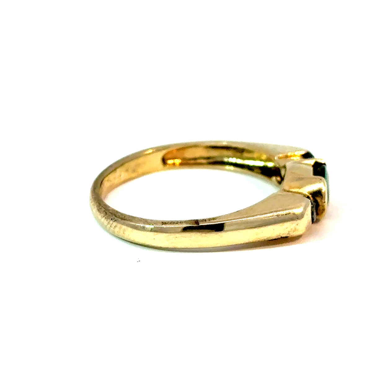 14K Yellow Gold Oval Emerald and Diamond Three-Stone Ring, Size 7 3/4 — image 4 of 4
