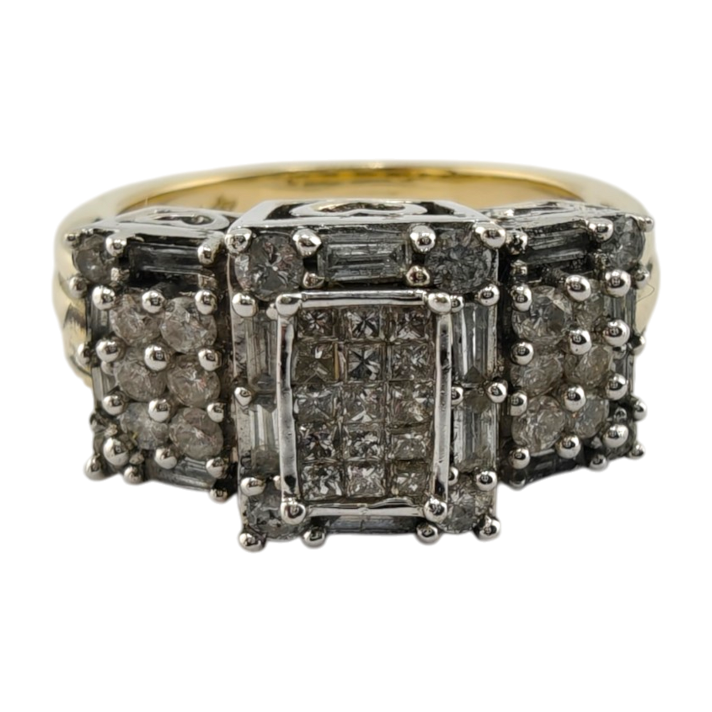 14k White Gold Diamond Ring with Mixed Shapes