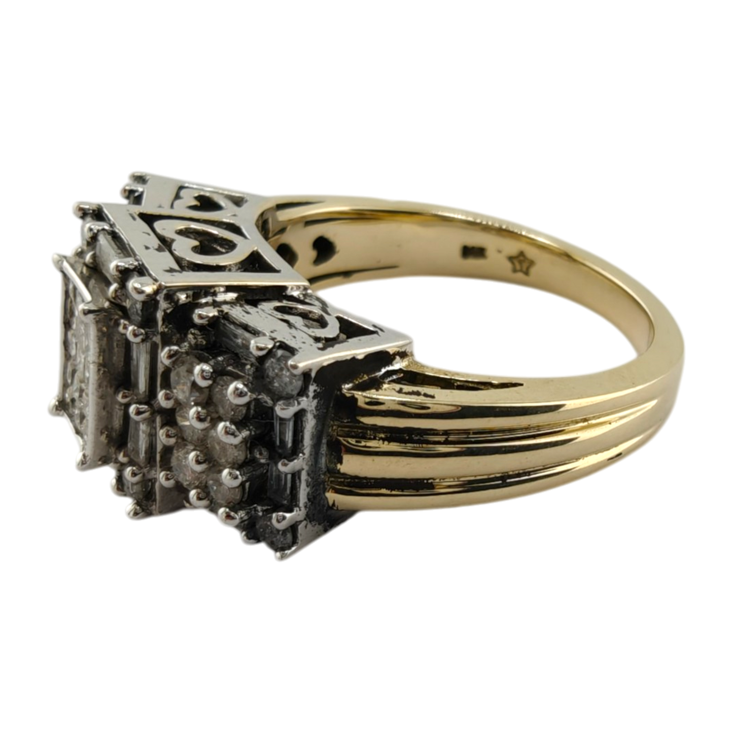 14k White Gold Diamond Ring with Mixed Shapes