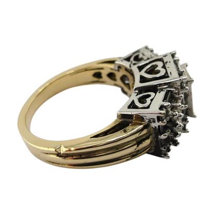 14k White Gold Diamond Ring with Mixed Shapes