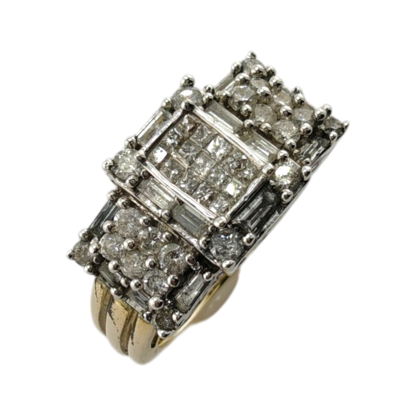 14k White Gold Diamond Ring with Mixed Shapes